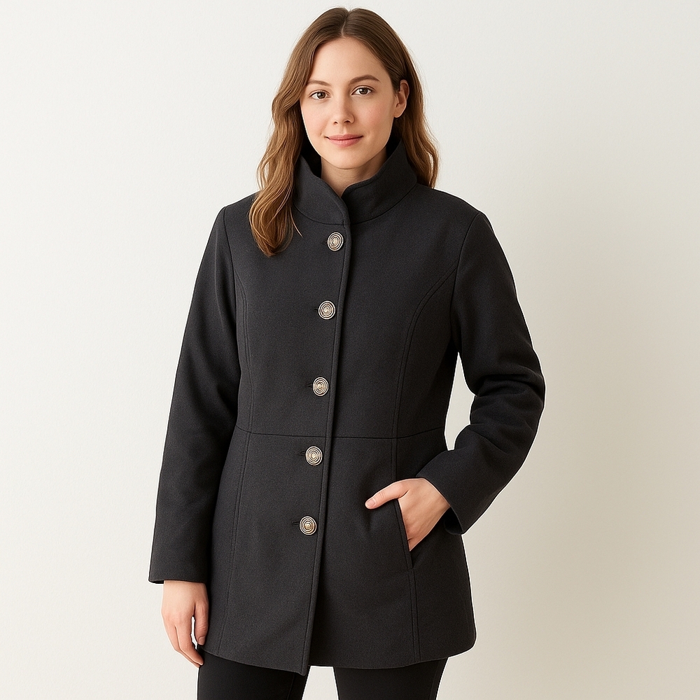 Torrid Black Long Coat Womens Size 12 Military Jacket
